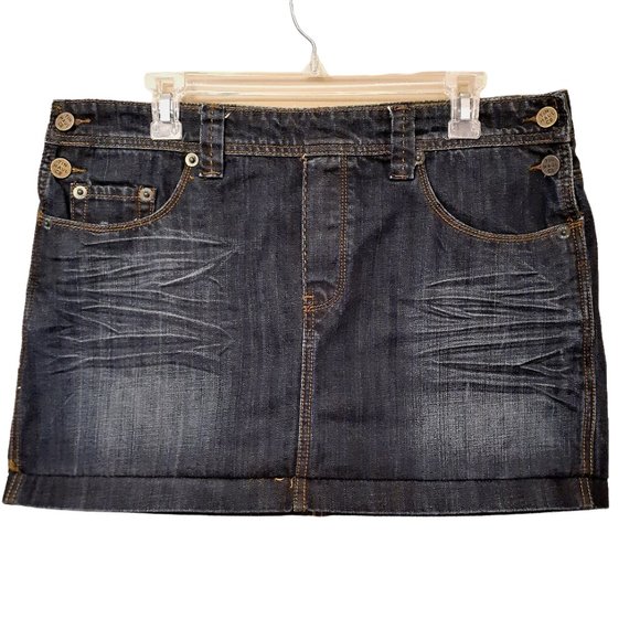 TIN HAUL Co Jean Skirt Women Distressed Size 30 Size M-L - Picture 1 of 9